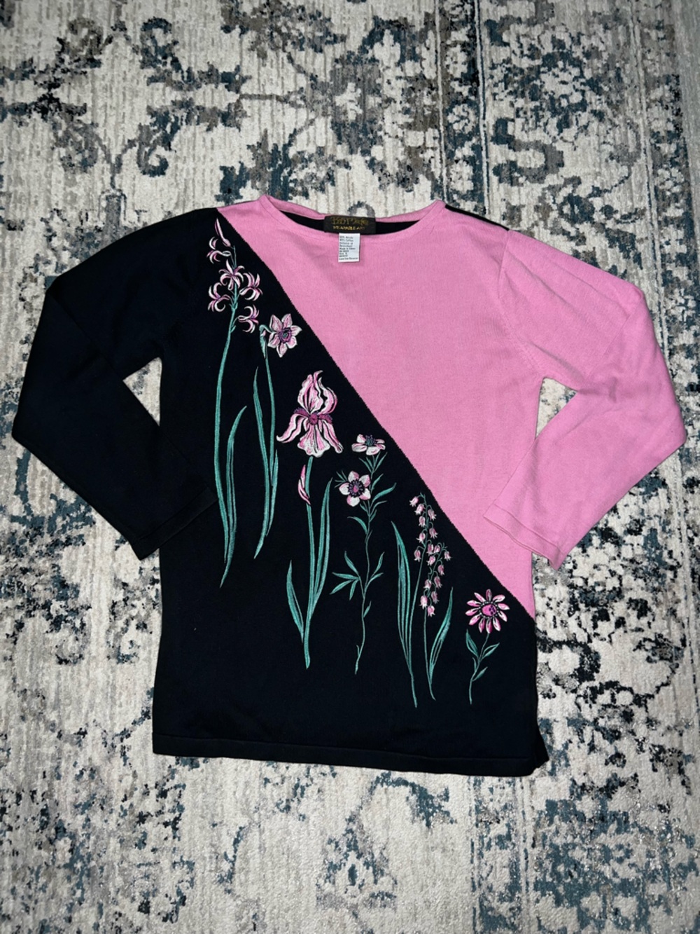 Vintage 80s Bob Mackie Floral Embroidered Sweater